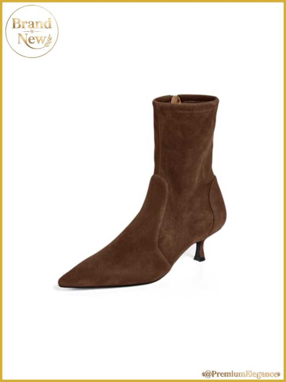 Faux Suede Kitten Heel Ankle Boots Pointed Toe Side Zipper Fall Booties